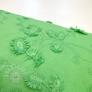 Baumwollstoff EMBROIDERY Catchy leaves green