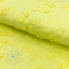 Baumwollstoff EMBROIDERY Catchy leaves lime