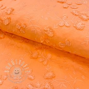 Baumwollstoff EMBROIDERY Catchy leaves orange