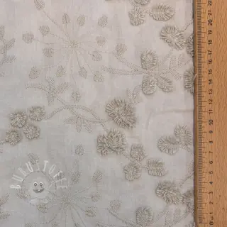 Baumwollstoff EMBROIDERY Catchy leaves beige