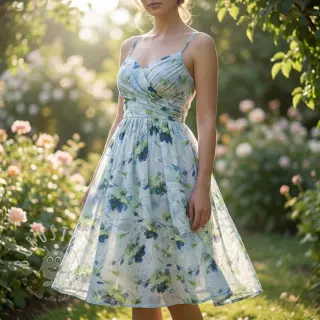Baumwollstoff mit Beimischung EMBROIDERY Rose green