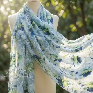 Baumwollstoff mit Beimischung EMBROIDERY Rose green