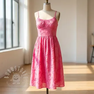 Baumwollstoff EMBROIDERY Catchy leaves pink