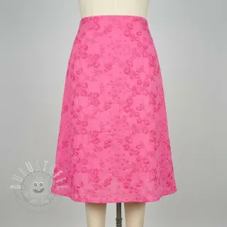 Baumwollstoff EMBROIDERY Catchy leaves pink