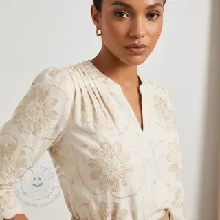 Baumwollstoff EMBROIDERY Bellagio butter