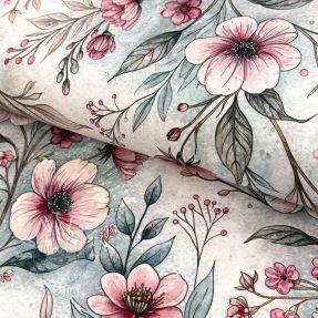 Jersey VISCOSE LYCRA HEAVY Classic flowers design D