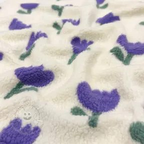 Mantelstoff TEDDY JACQUARD Tulips off white