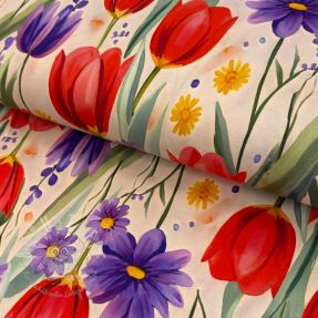 Jersey VISCOSE LYCRA HEAVY Tulips design A