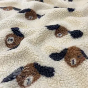 Mantelstoff TEDDY JACQUARD Dogs brown