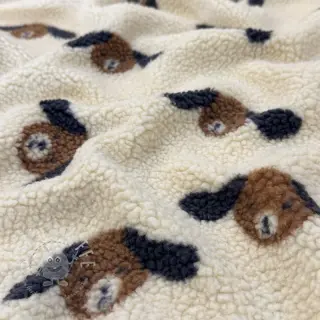 Mantelstoff TEDDY JACQUARD Dogs brown