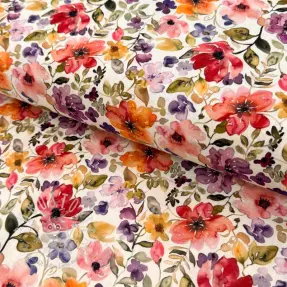 Viskosestoff leinen Floral design B