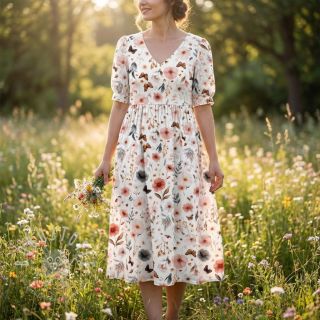 Viskosestoff leinen Flower sea design D