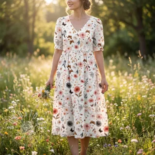 Viskosestoff leinen Flower sea design D
