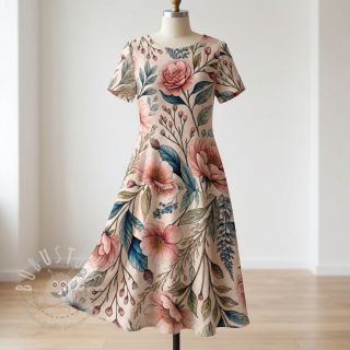 Viskosestoff leinen Floral design D