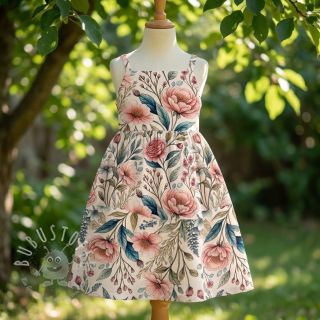 Viskosestoff leinen Floral design D