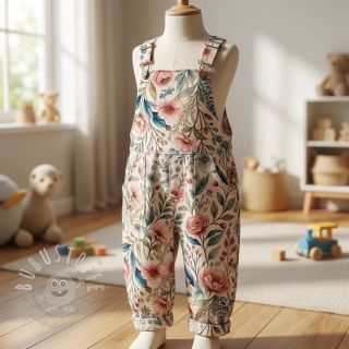 Viskosestoff leinen Floral design D