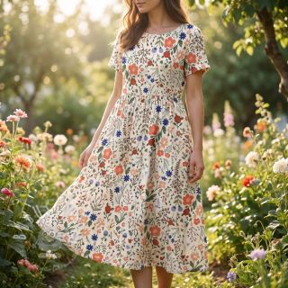 Viskosestoff leinen Botanic design B