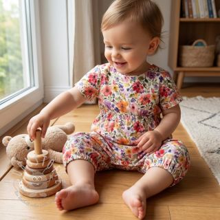 Viskosestoff leinen Floral design B