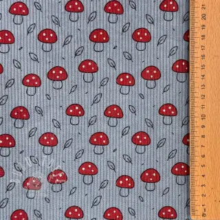 Cord STRETCH Little mushrooms old blue