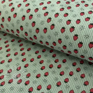Cord STRETCH Little strawberries old green