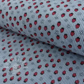 Cord STRETCH Little strawberries old blue