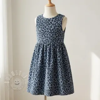 Cord STRETCH Little Leopard old blue