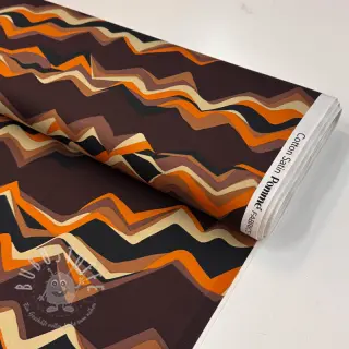 Baumwollstoff SATIN Abstract waves dark brown