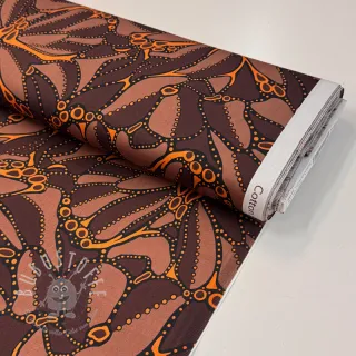 Baumwollstoff SATIN Abstract dark brown