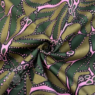 Baumwollstoff SATIN Abstract dark green
