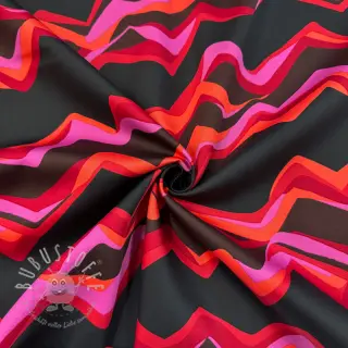 Baumwollstoff SATIN Abstract waves dark red