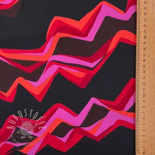 Baumwollstoff SATIN Abstract waves dark red