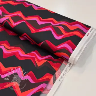 Baumwollstoff SATIN Abstract waves dark red