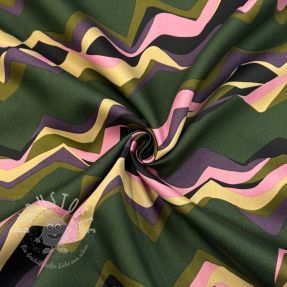 Baumwollstoff SATIN Abstract waves dark green