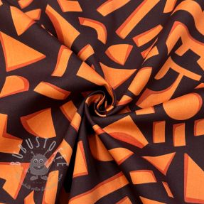 Baumwollstoff SATIN Geometric dark brown