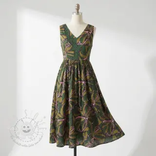 Baumwollstoff SATIN Abstract dark green