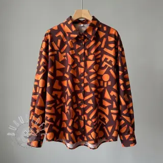Baumwollstoff SATIN Geometric dark brown
