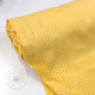 Double gauze/musselin 1-side border soft yellow