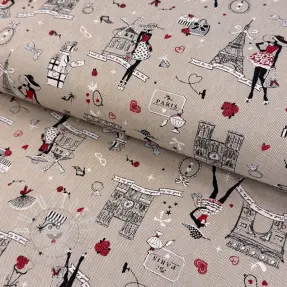 Dekostoff Linenlook Cute Paris multico
