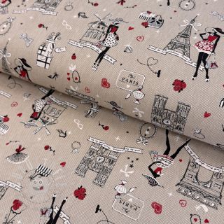 Dekostoff Linenlook Cute Paris multico