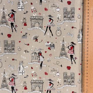 Dekostoff Linenlook Cute Paris multico