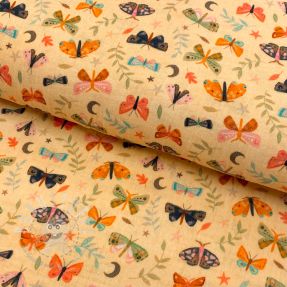 Double gauze/musselin Butterflies soft yellow digital print