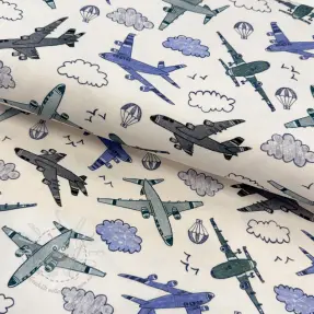 Jersey Airplanes ecru digital print
