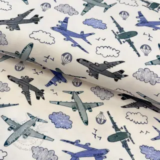 Jersey Airplanes ecru digital print