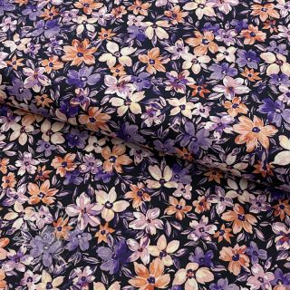 Baumwollstoff Sketched meadow black digital print