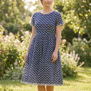 Baumwollstoff EMBROIDERY Rosemary navy
