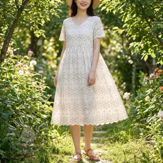 Baumwollstoff EMBROIDERY Lilian natural