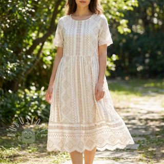 Baumwollstoff EMBROIDERY Lilian beige