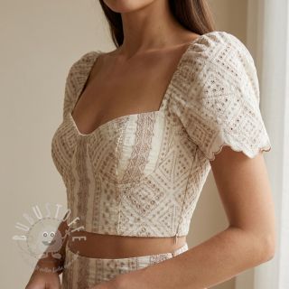 Baumwollstoff EMBROIDERY Lilian beige