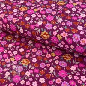 Jersey Flowers cerise digital print ORGANIC