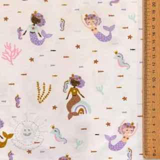 Jersey GLITTER Mermaids white digital print